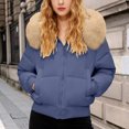 thumbnail image 2 of Unir Womens Winter Coats, Quilted Jackets For Women, Cropped Puffer Jacket With Faux Fur Hood, Zip Up Short Winter Outerwear, S‑XL, 2 of 4