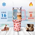 thumbnail image 4 of 40oz Cute Red Strawberry Stainless Steel Flip Straw Tumbler Spill Proof Travel Cup Double Wall Vacuum Insulated Coffee Mug with Top Handle, 4 of 6