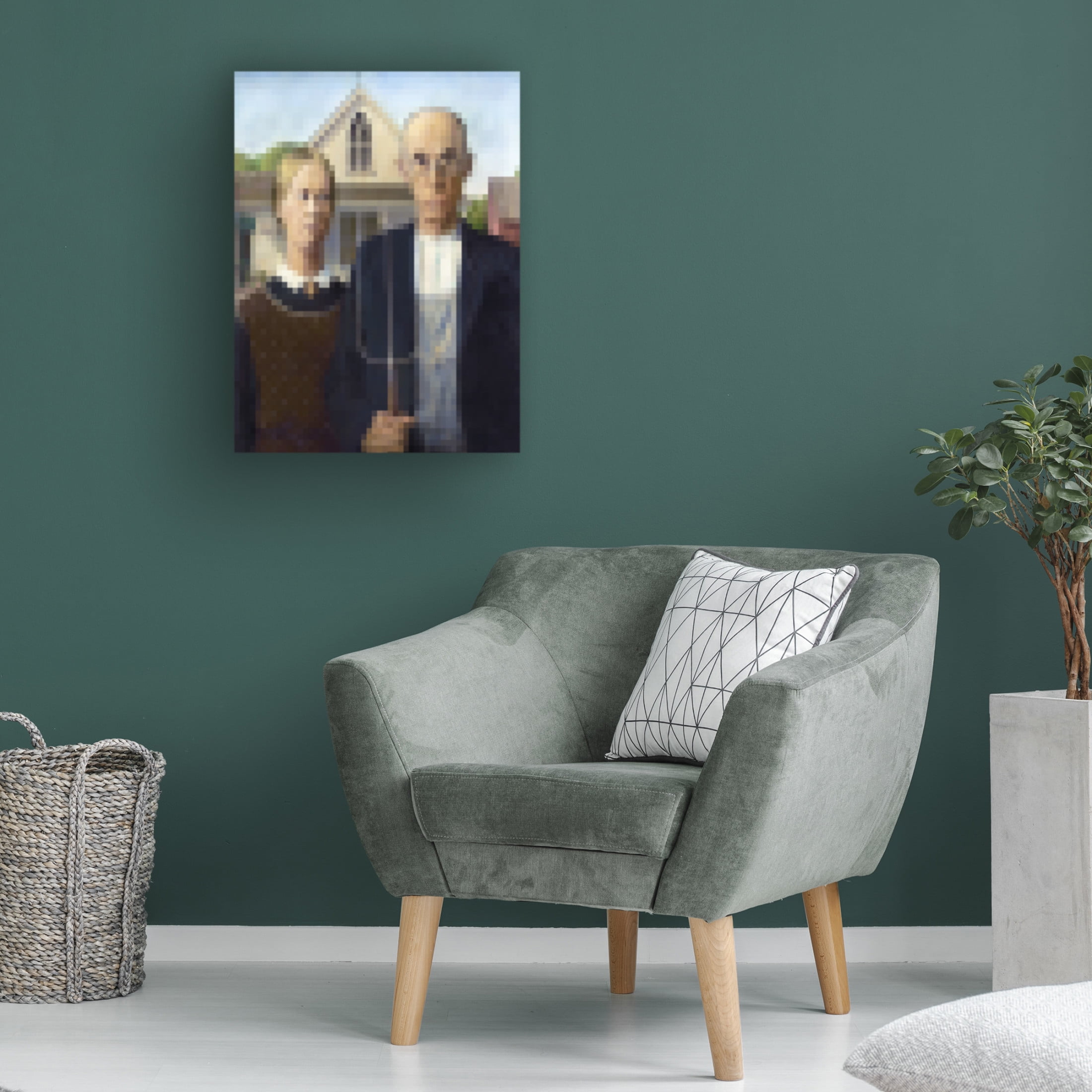 Trademark Fine Art Studio W Pixelated American Gothic Canvas Wall Art