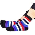 thumbnail image 3 of Women's Cotton Toe Sock Stylish Colorful Striped Five Finger Socks 6Pack, 3 of 7