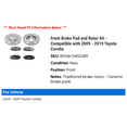 thumbnail image 2 of Front Brake Pad and Rotor Kit - Compatible with 2009 - 2019 Toyota Corolla 2010 2011 2012 2013 2014 2015 2016 2017 2018, 2 of 2