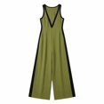 thumbnail image 4 of Sokhug Women Sleeveless Wide Leg Jumpsuit Deep V Neck Contrast Binding with Pocket Elegant Formal Casual Full Length Romper, 4 of 6