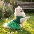 thumbnail image 4 of St. Patrick's Day Dog Dress with Lucky Clover Pattern, Festive Tulle Pet Skirt for Small and Medium Dogs and Cats, Holiday Party Puppy Outfit, 4 of 5