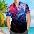 thumbnail image 1 of Blusa estampada de manga corta con solapa y botones, estilo casual para mujer, estilo elegante de verano, 1 of 5
