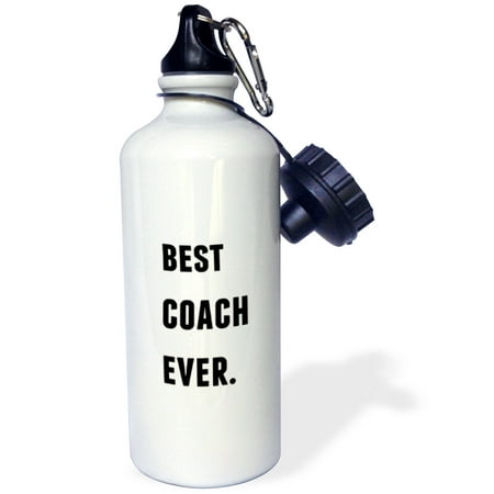 3dRose Best Coach Ever, Black Letters On A White Background, Sports Water Bottle,