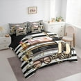 thumbnail image 3 of Castle Fairy Leopard Print 7-Piece Bedding Comforter Set,Geometric Stripes King Bedding Sets,Old Fashion Ultra Soft Bed Sheets,Lightweight Room Decor, 3 of 8