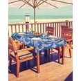 thumbnail image 2 of Boanket Outdoor Tablecloth with Umbrella Hole for Patio/Picnic/Party/Camping, Retro Blue Flower Waterproof Table Cloth Rectangle Table Cover Washable, Abstract Boho Ustic Tribal Ethnic (52"x 70"), 2 of 7