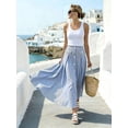 thumbnail image 3 of Womens Blue And White Striped A-Line Front Button Maxi Skirt, 3 of 6