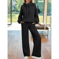 thumbnail image 4 of Lounge Sets for Women Sweatsuits 2 Piece Outfits Fall Drawstring Sweatshirt Wide Leg Sweatpants Tracksuit Black M, 4 of 9