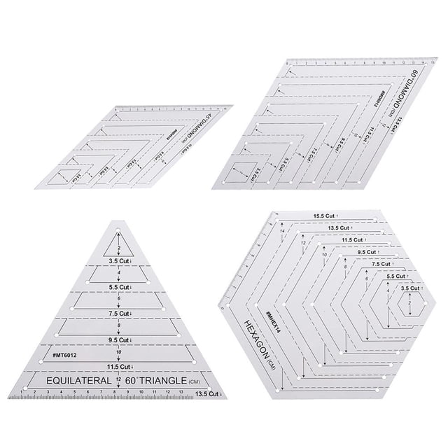 Regla Para Acolchar Con Hexágono Triangular, Plantillas De 45 Grados Y 60 Grados, Regla Para Manualidades De Corte Y Costura De Retales, Herramientas De Bricolaje 4 Uds. Vogacara HA035002-00