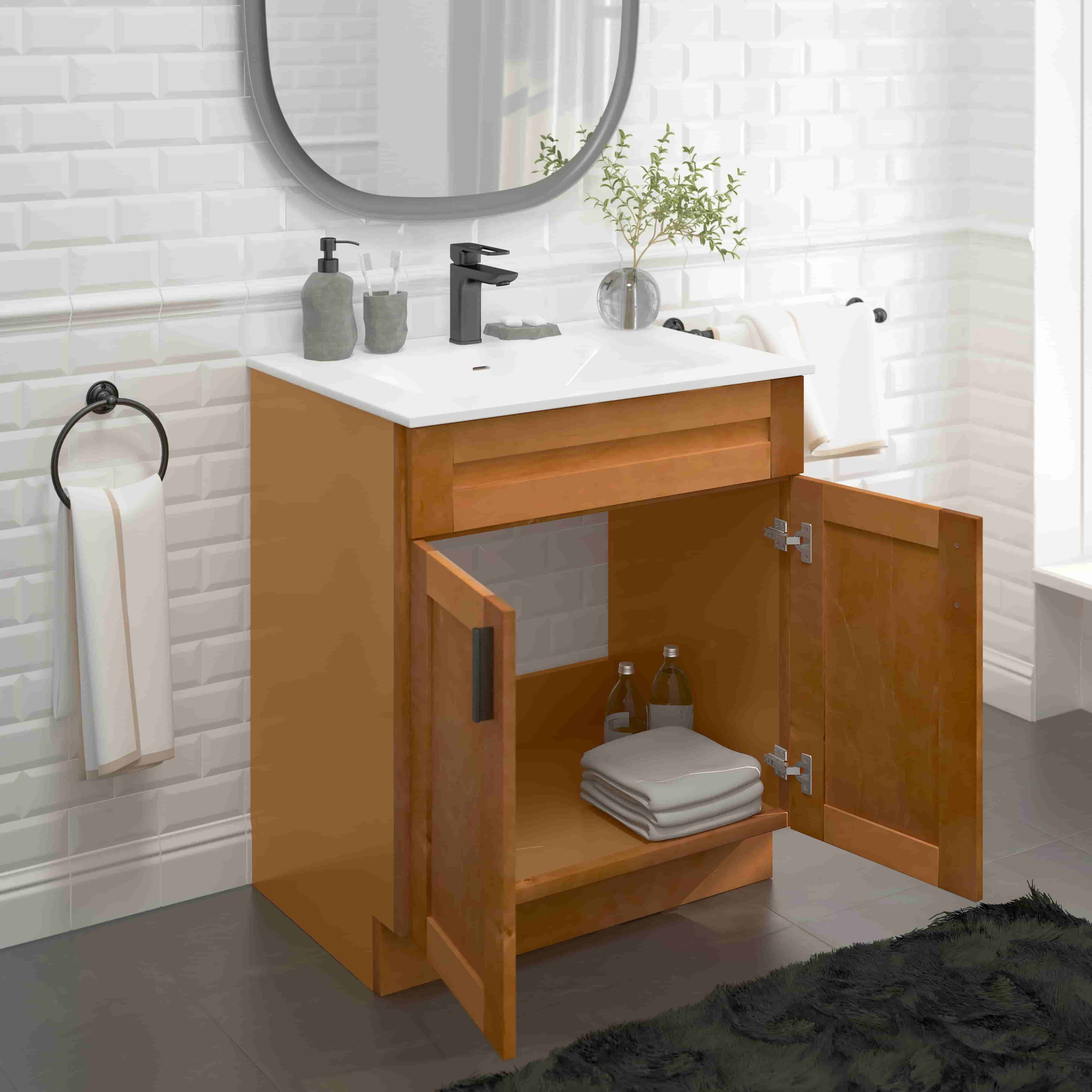 Sink Base Bathroom Vanity Ready-to-Assemble Bathroom Cabinet 30" Width Vanity Base in Maple Shaker