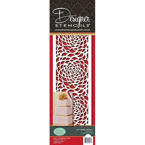 Designer Stencils Camilla Rose-Top Tier Cake foodgrade stencil, 4" x 14"