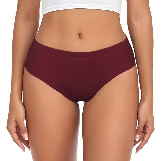 Fotbe Maroon Calzones Estampados para Mujer – Ropa Interior de Algodón, Cómoda, Suave y Elástica-Small