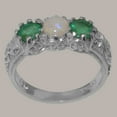 thumbnail image 2 of LBG British Made 14k White Gold Natural Opal & Emerald Womens Statement Ring - 33 size options - Size 6.75, 2 of 7