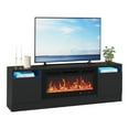 thumbnail image 3 of Modern TV Stand for TV up to 75", Black Television Console Table with Storage Cabinet, Black Entertainment Center for Living Room, Fits Into 36'' Electric Fireplace(Not Included Fireplace), 3 of 8