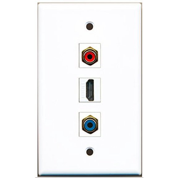 RiteAV - 1 Port HDMI and 1 Port RCA Red and 1 Port RCA Blue Wall Plate