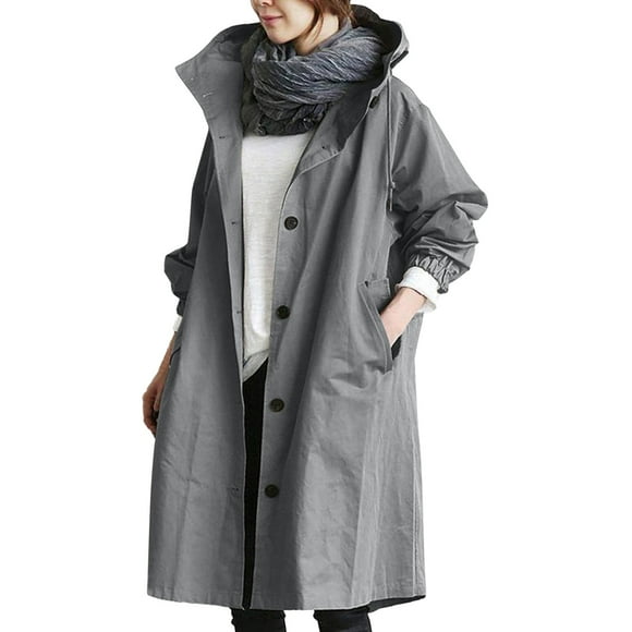 Kcodviy Loose Comfortable Hooded Coat Fall Hiking Jackets for Women Outwear Womens Elegant Windbreaker Anorak Pullover Women Wild Winter Women's Coat