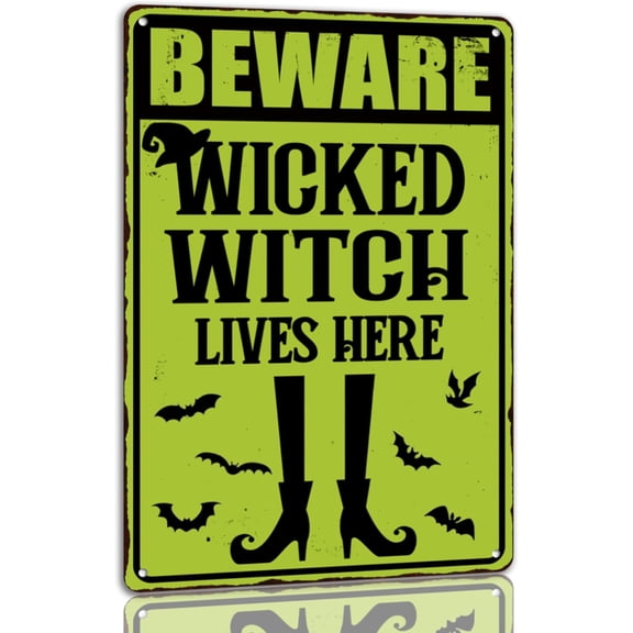 Halloween Witch Metal Tin Sign Vintage Gothic Wall Decor 8x12 Inch