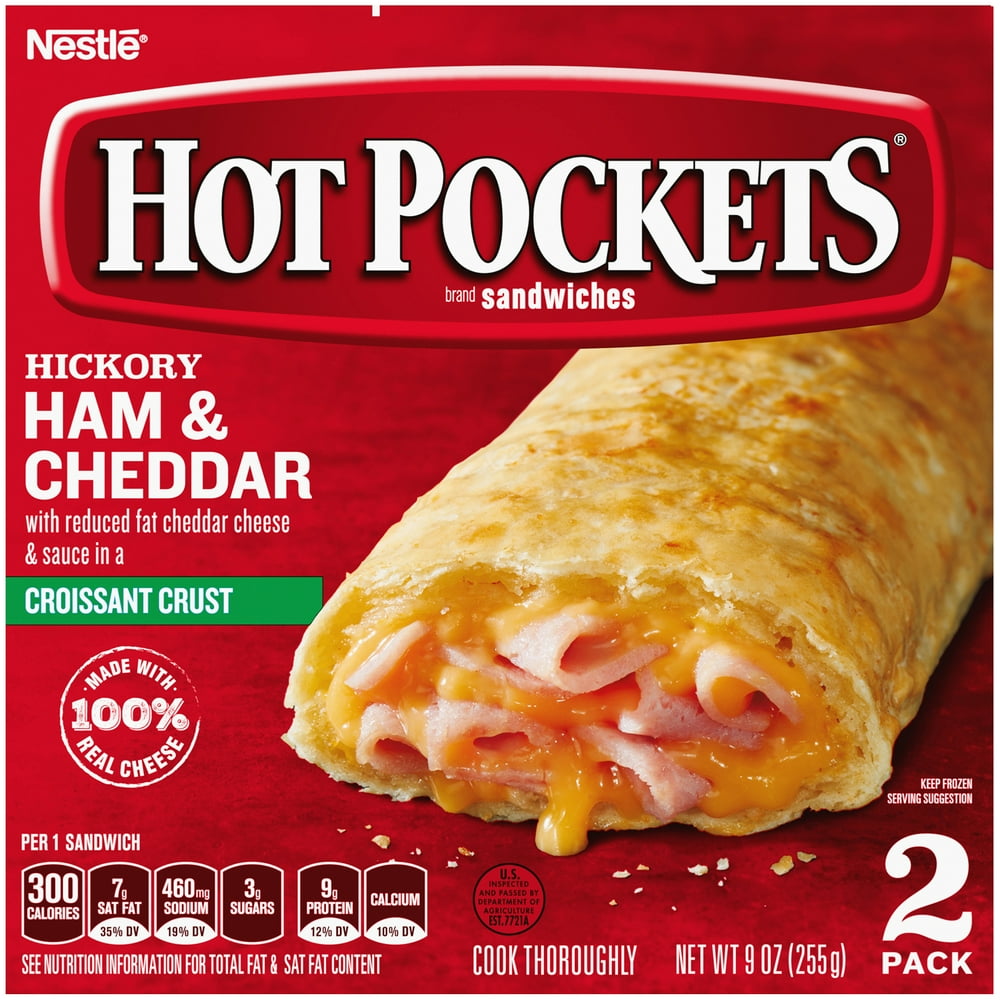 HOT POCKETS Hickory Ham & Cheddar Frozen Sandwiches 2 ct. Box Frozen