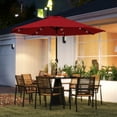 thumbnail image 2 of Outsunny 9ft Solar Patio Umbrella with LED Lights Tilt Canopy, Wine Red, 2 of 10