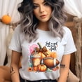 thumbnail image 2 of Just a Girl Who Loves Fall Shirt | Pumpkin Spice Coffee Football Tee | Autumn Graphic T-Shirt, CarolinaBlue, Size L, 2 of 6