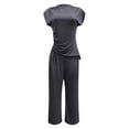 thumbnail image 5 of Women's Fashion Trousers Suit Casual Short Sleeve Long Pants Set For Vacation And Daily Outfits Formal Jumpsuit for Women Petite Pants Suit for Women Prom Jumpsuits for Women Winter Training Pants, 5 of 5