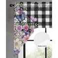 thumbnail image 2 of Spring Floral Swag Valances for Windows, Small Curtains Drapes, Black White Checkered Farmhouse Butterfly Kitchen Window Curtains Over Sink Window Treatment Valance for Bedroom/Bathroom 56"x36", 2 of 5