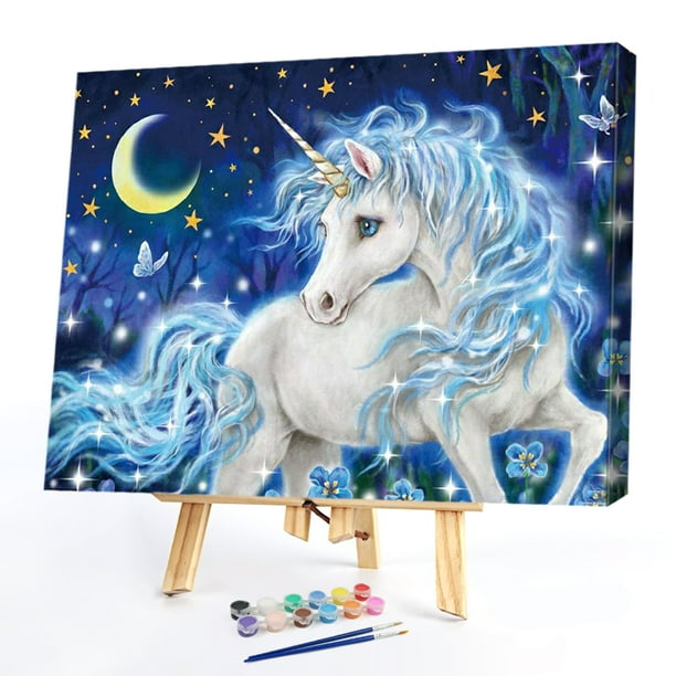 Pintura en lienzo de unicornio arcoíris con foil para hacer tú mismo por números - China Pintura acrílica, Pintura acuarela