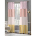 thumbnail image 5 of Colorful Stripe Semi Sheer Curtains 108 Inch Length 2 Panels Set, Modern Pink Red Yellow Vertical Striped Sheer Kitchen Curtain Privacy Voile Window Curtain for Living Room Bedroom Rod Pocket Drapes, 5 of 7