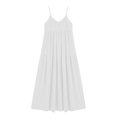 thumbnail image 6 of ClodeEU Women's V Neck Spaghetti Strap Tiered Maxi Dress,Boho Beach Vacation Swing Dress White,Women's Plus XL, 6 of 7