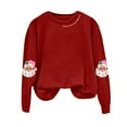 thumbnail image 4 of TTUHYWXI Christmas Sweatshirt for Women Merry Sweater Embroidered Striped Crewneck Sweatshirts Holiday Long Sleeve Pullover (Red, S), 4 of 5