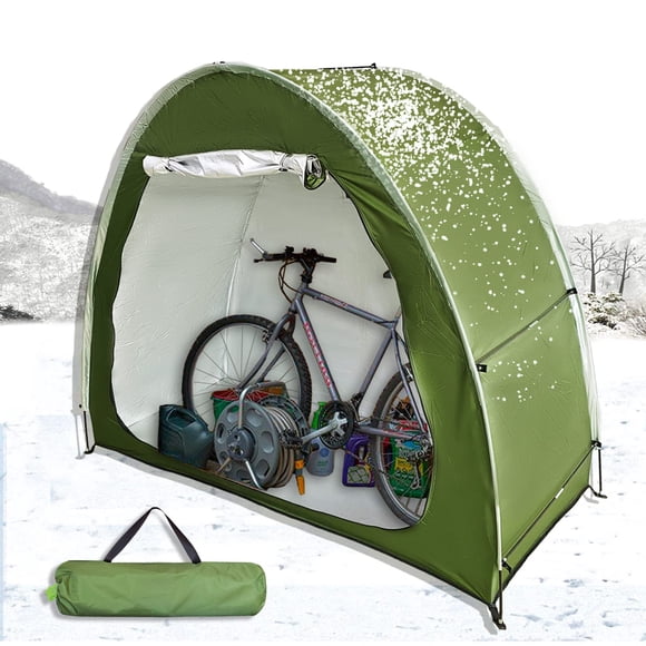 HuaKastro Outdoor Bike Cover Storage Tent for 2 Bikes Silver Coated Waterproof Oxford Bicycle Shed Foldable Bike Shelter for Camp