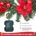 thumbnail image 5 of Lumiparty 6FT Pre-Lit Christmas Garland, Xmas Garland with 20 Lights Flowers Ball Ornaments Berries, Xmas Decorations for Indoor Outdoor Decoration, 5 of 7
