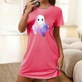 thumbnail image 1 of Camisón corto de talla grande para mujer, camisón de manga corta con estampado de pecho a la moda, camisón para mujer, 1 of 5