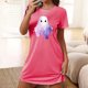 thumbnail image 1 of Camisón corto de talla grande para mujer, camisón de manga corta con estampado de pecho a la moda, camisón para mujer, 1 of 5