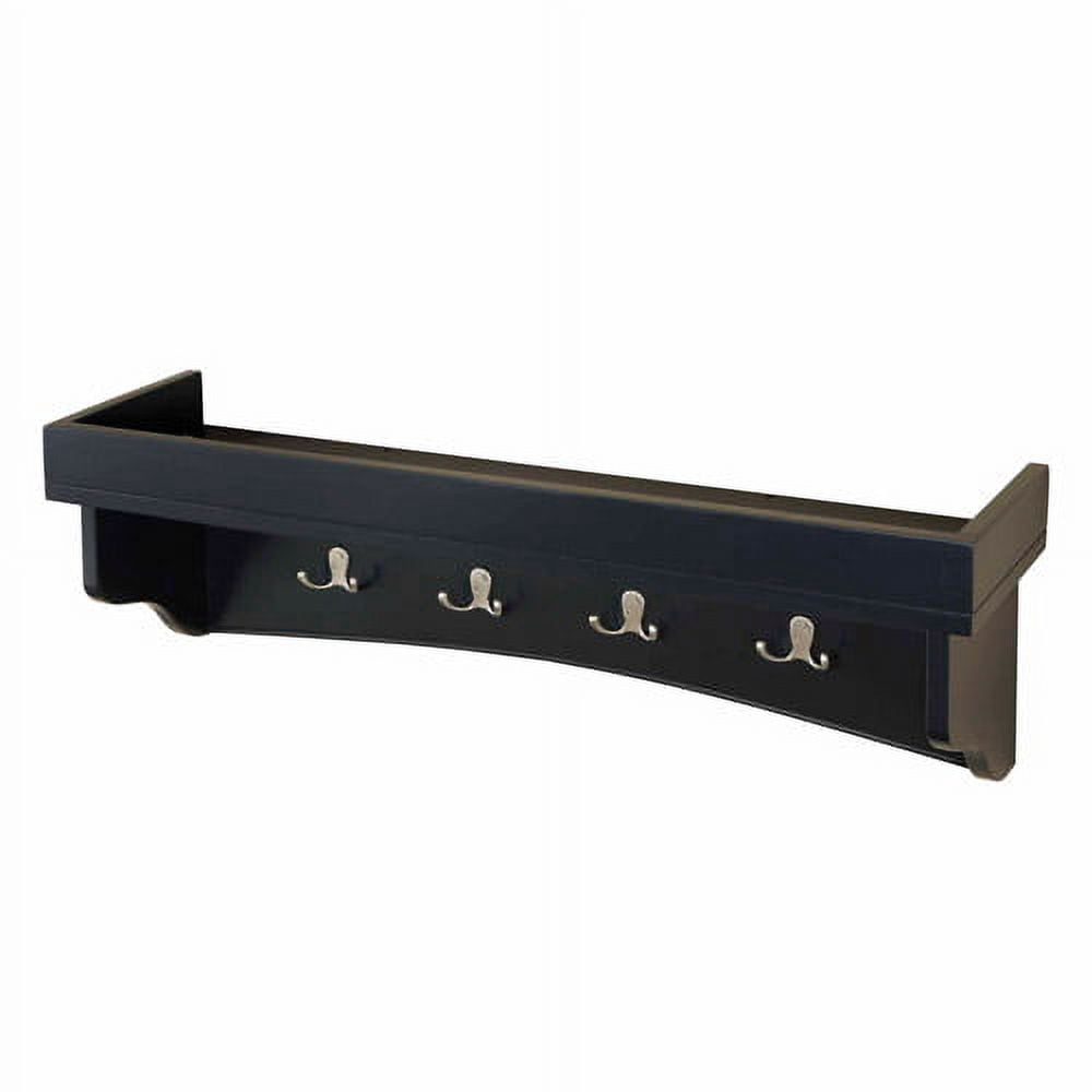 Shaker Cottage Tray Shelf Coat Hook with Cabinet Bench Set, Charcoal Gray