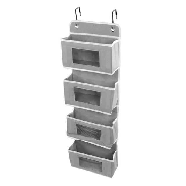 Organisateur par-Dessus la Porte, Organisateur Suspendu pour Garde-Robe Finition Soignée Non Tissé Multicouche pour Garde-Robe Gris 4 Compartiments