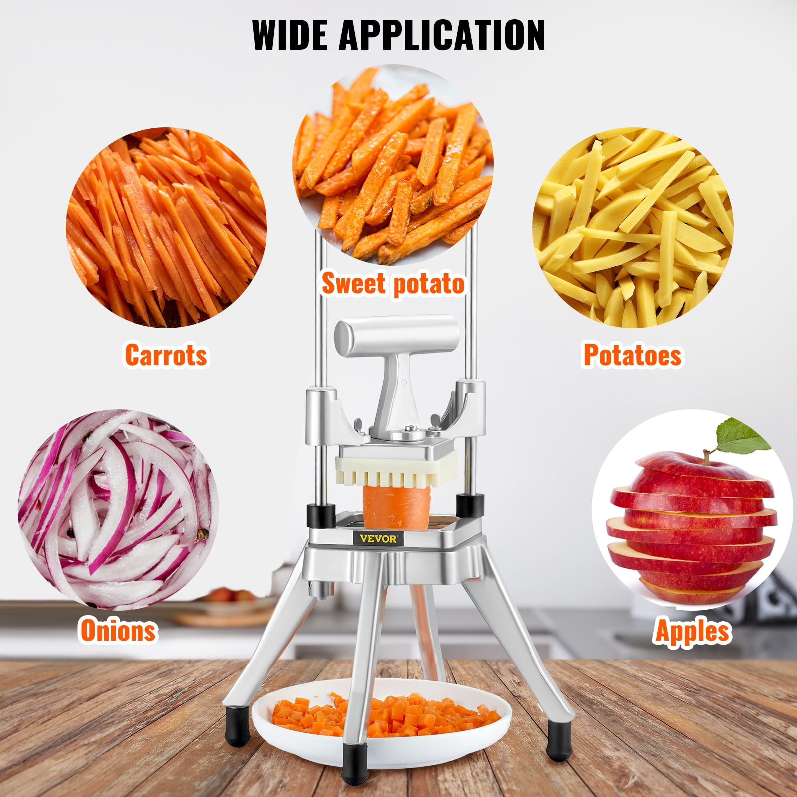 BotaBay Commercial Vegetable Fruit Chopper 1/4″&3/8″ Blade Heavy Duty  Professional Food Dicer Kattex French Fry Cutter Onion Slicer Stainless  Steel