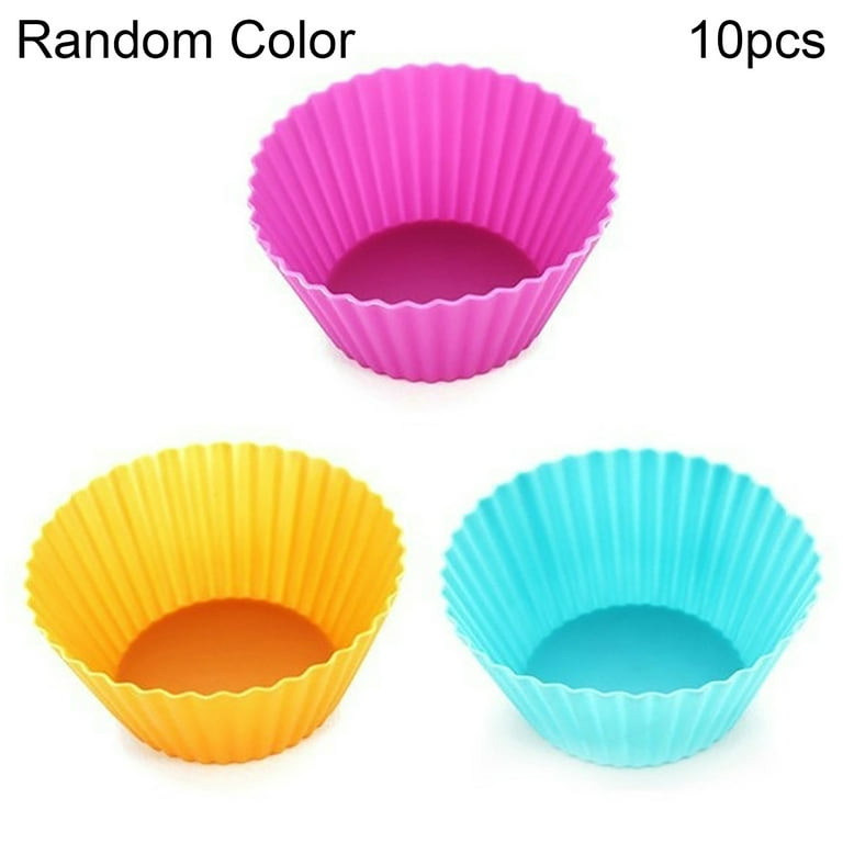 Vearear Kitchen Baking Supplies,10Pcs Round Silicone Cake Muffin Cupcake Mold Maker Reusable Pastry Baking Tool, Other