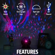 Brightside Celestial LED Projector, Multicolor Rotating Light, USB or Battery Powered
