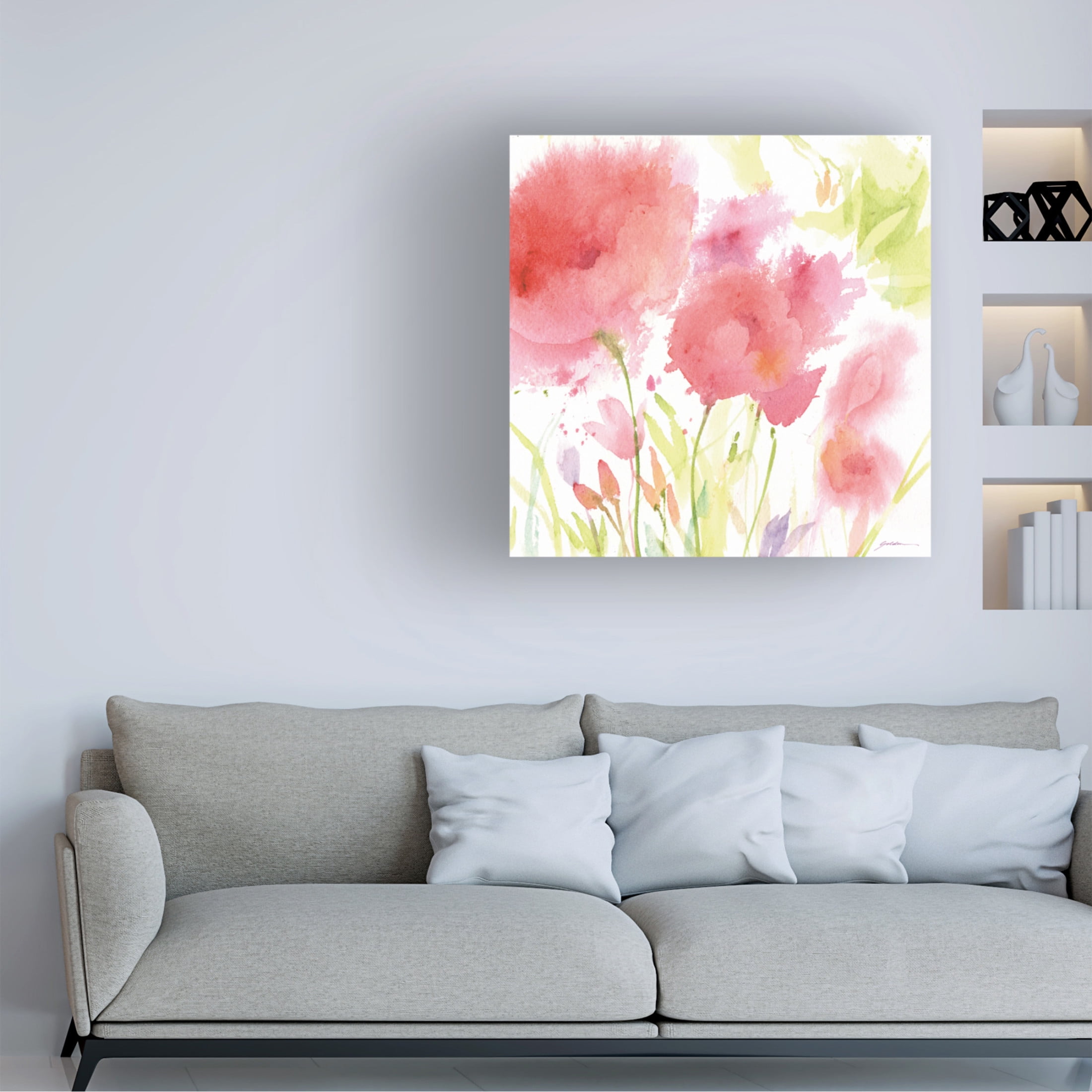Canvas Wall Art - Sheila Golden 'Barbs Garden' Wall Art for Living Room, Bedroom, or Office Décor by Trademark Fine Art - 14 x 14 Inches