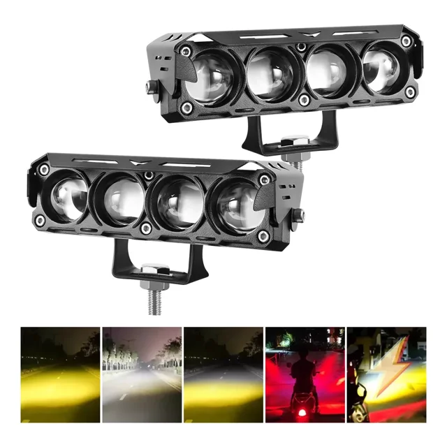 Faros Auxiliares Lupa Para Auto Moto Con Estrobo 2pcs