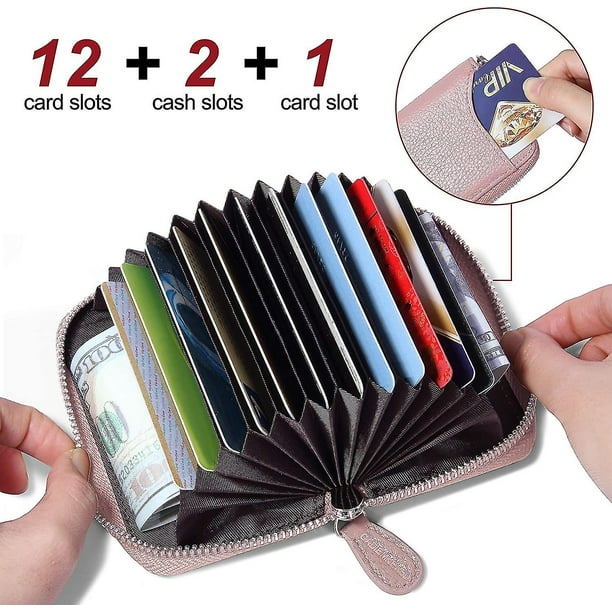 Womens Credit Card Holder, Small RFID Blocking Ladies Wallet with Stainless Stee
