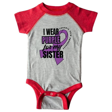 

Inktastic Chronic Pain I Wear Purple For My Sister Gift Baby Boy or Baby Girl Bodysuit