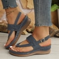 thumbnail image 2 of Rokment Orthopedic Wedges Flip Flops Sandals for Women 2026 Beach Summer Comfortable Leather Arch Support Platform Mid Heels Walking Dress Thongs with Adjustable Back Strap Blue Size 9.5, 2 of 4