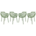 thumbnail image 3 of LeisureMod Stackable Dining Chair in Aluminum with Stackable and Floral Cutout Design Indoor Outdoor Use No Assembly for Modern Home, Kitchen, Patio Devon Collection Set of 4, 3 of 11