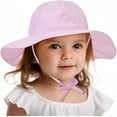 thumbnail image 2 of Wide Brim HatsCotton Kids Bucket Hat Ruffled Summer Sun Protection Beach Hat for Toddler Baby Girls Pink Stripe 12-24 Months, 2 of 8