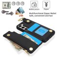 thumbnail image 3 of Wallet Case for Samsung Galaxy S23 with Shoulder Strap & RFID Blocking Card Slots Holder Kickstand & Finger Ring, Magnetic Flip Folio Zipper Purse Case, PU Leather Cover Handbag, Black, 3 of 8