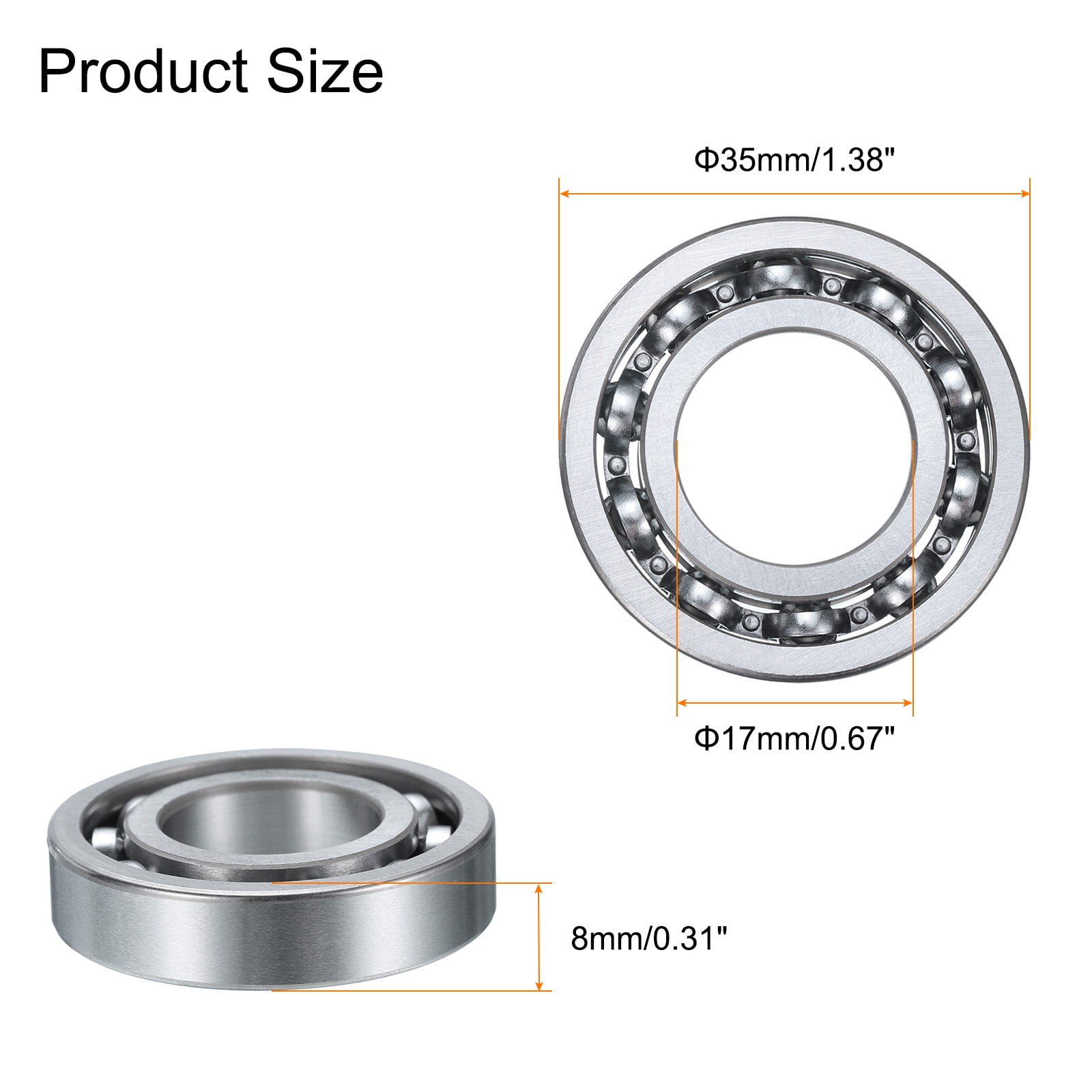 4 Pcs 16003 Deep Groove Ball Bearing 17x35x8mm High Carbon