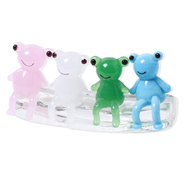 Figura de rana en miniatura hecha a mano, figura de animal de vidrio soplado, juego para decoración, regalo